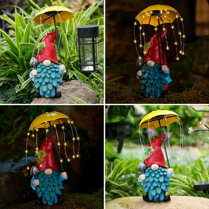 Solar Powered Gnome Garden Statue
