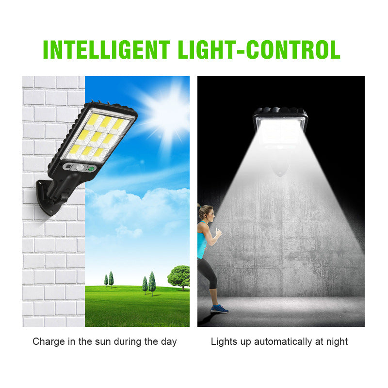 Solar-powered lamp with human body sensor function