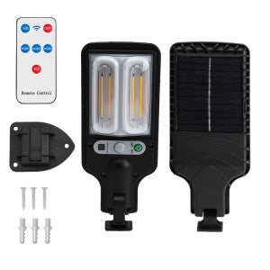 Solar-powered lamp with human body sensor function
