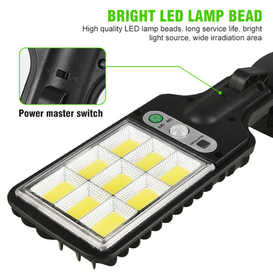 Solar-powered lamp with human body sensor function