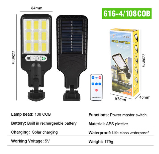Solar-powered lamp with human body sensor function