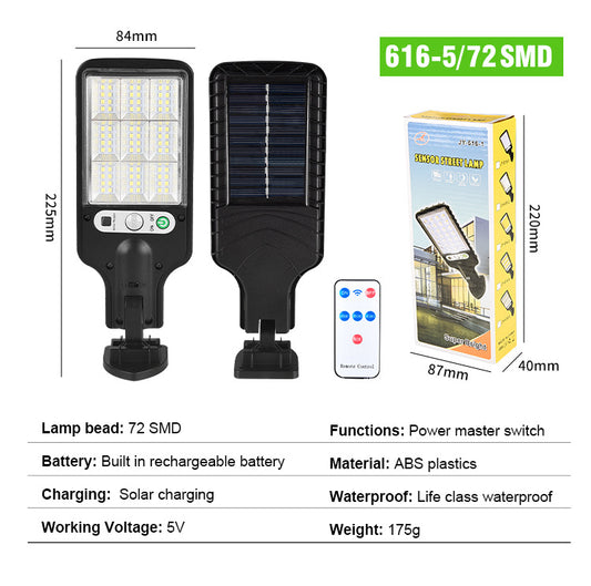 Solar-powered lamp with human body sensor function