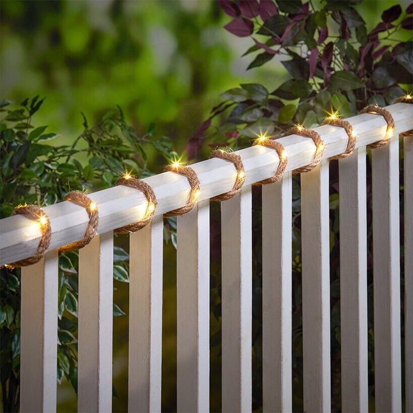 Solar Powered LED Hemp Rope Fairy Lights