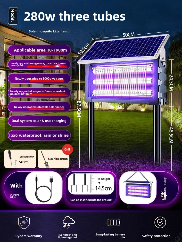 Solar Powered Mosquito Killer Lamp Outdoor Insect Eliminator