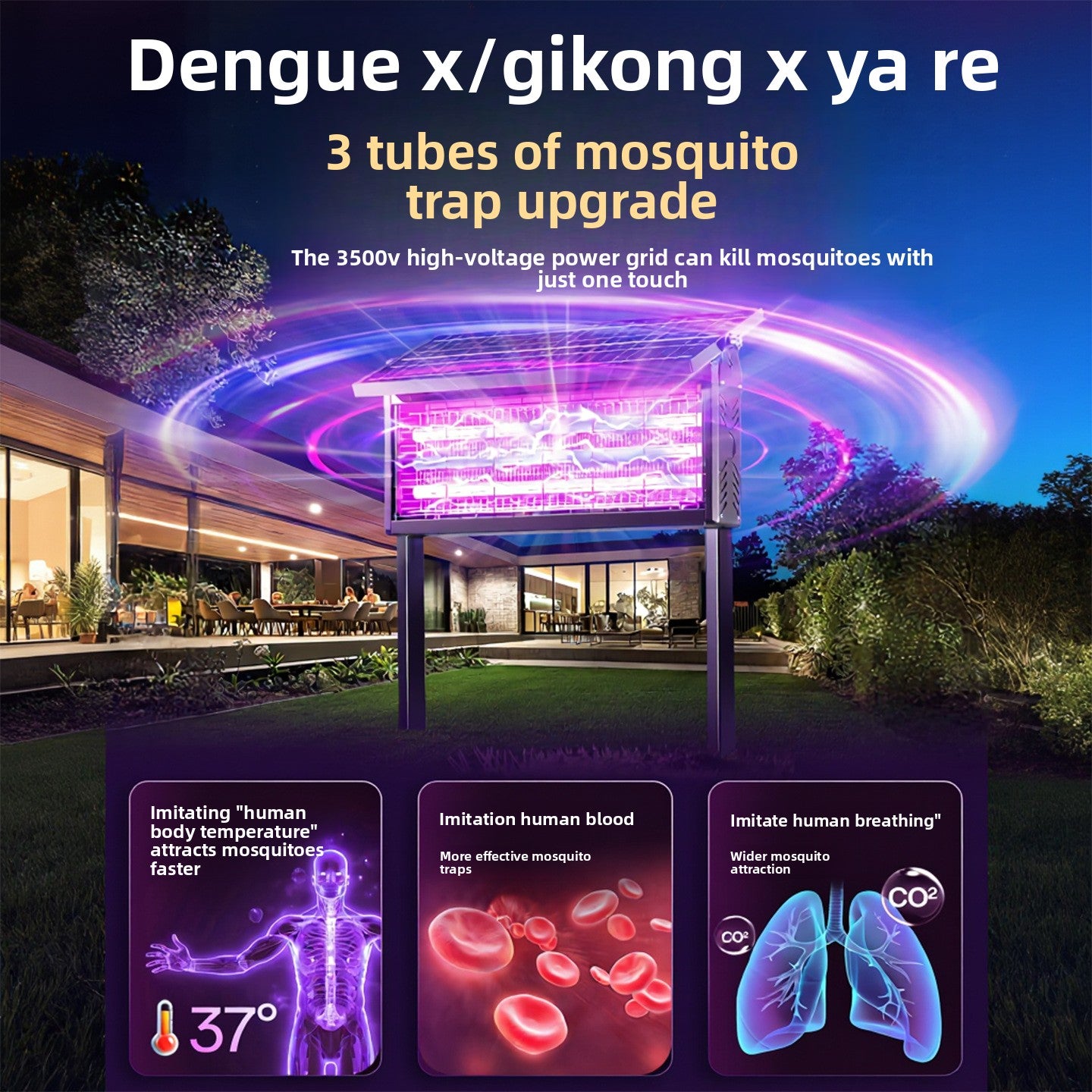 Solar-powered mosquito killer lamp