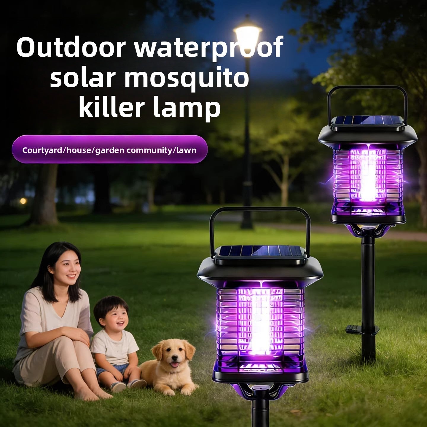 Solar-powered mosquito lamp