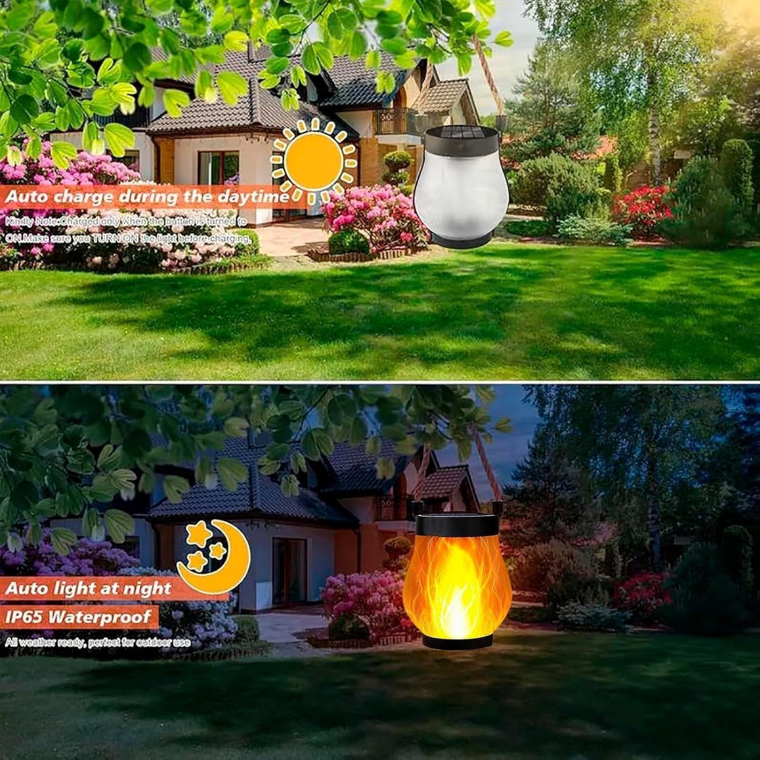 Solar Powered Motion Sensor Flame Lantern