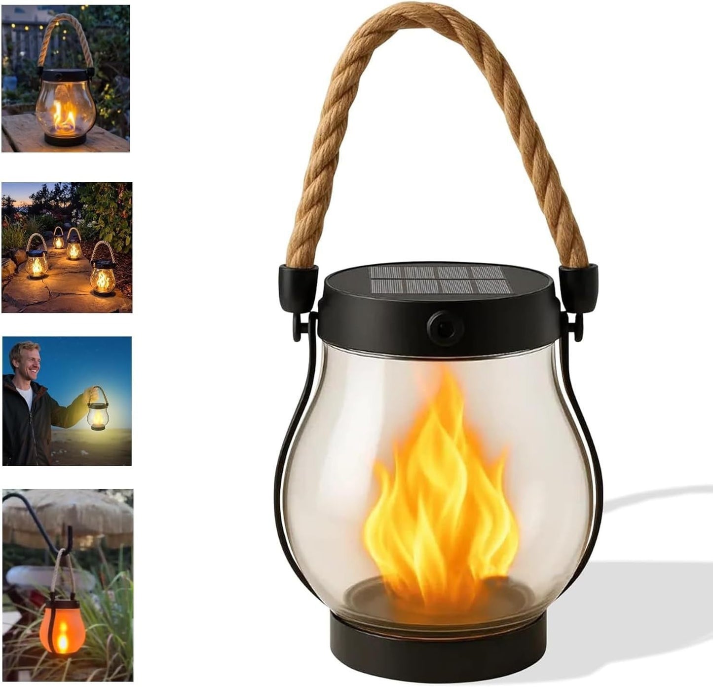 Solar Powered Motion Sensor Flame Lantern