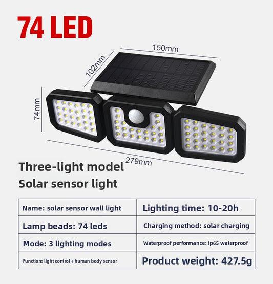 Solar Powered Motion Sensor Outdoor Light