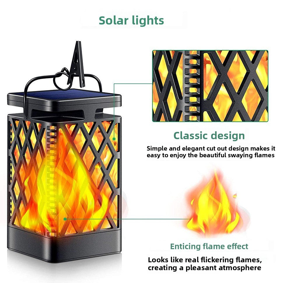 Solar Powered Outdoor Flame Effect LED Lantern