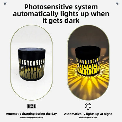 Solar Powered Outdoor Garden Light with Decorative Patterns