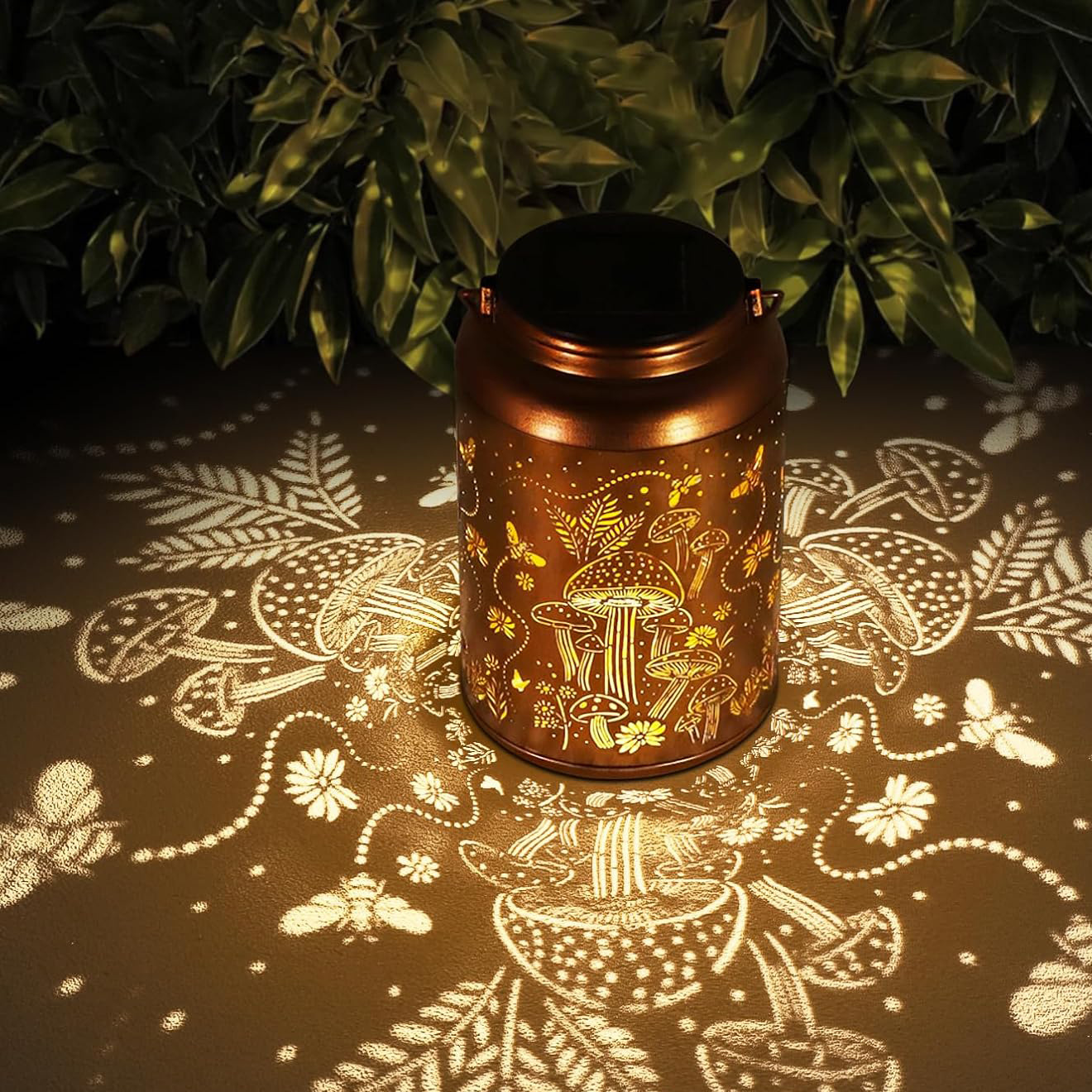 Solar Powered Outdoor Hummingbird Iron Lantern