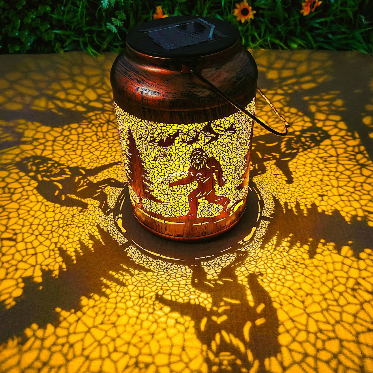 Solar Powered Outdoor Hummingbird Iron Lantern