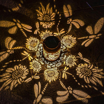 Solar Powered Outdoor Hummingbird Iron Lantern