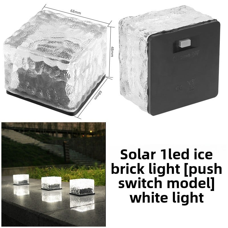 Solar-Powered Outdoor Ice Brick Lamp