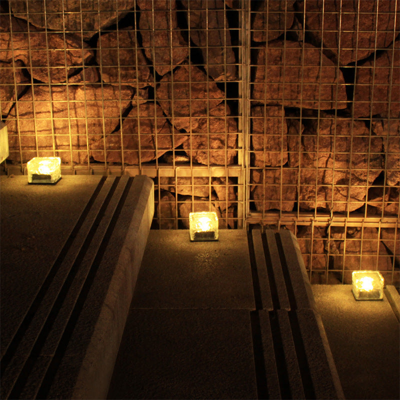 Solar-Powered Outdoor Ice Brick Lamp
