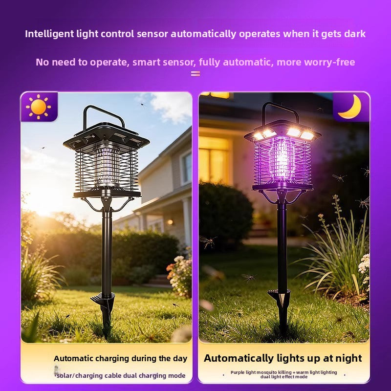 Solar-powered outdoor mosquito repellent lamp
