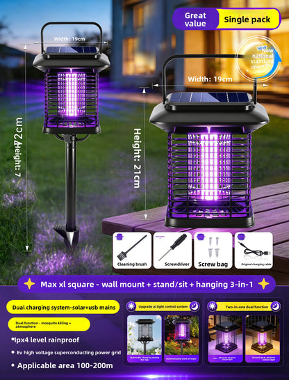 Solar-powered outdoor mosquito repellent lamp