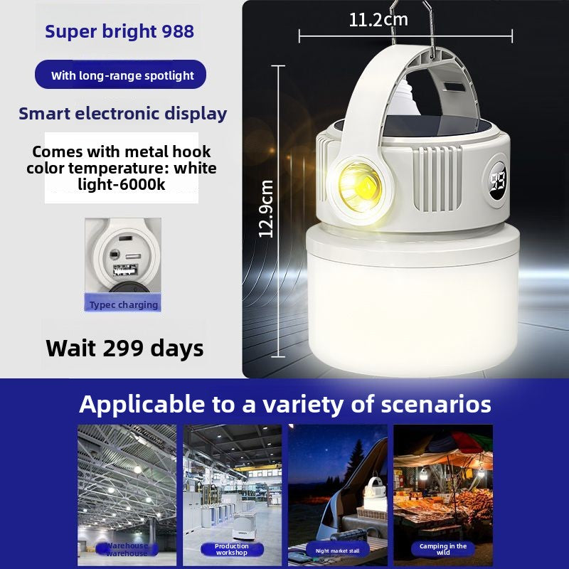 Solar-powered outdoor rechargeable camping light