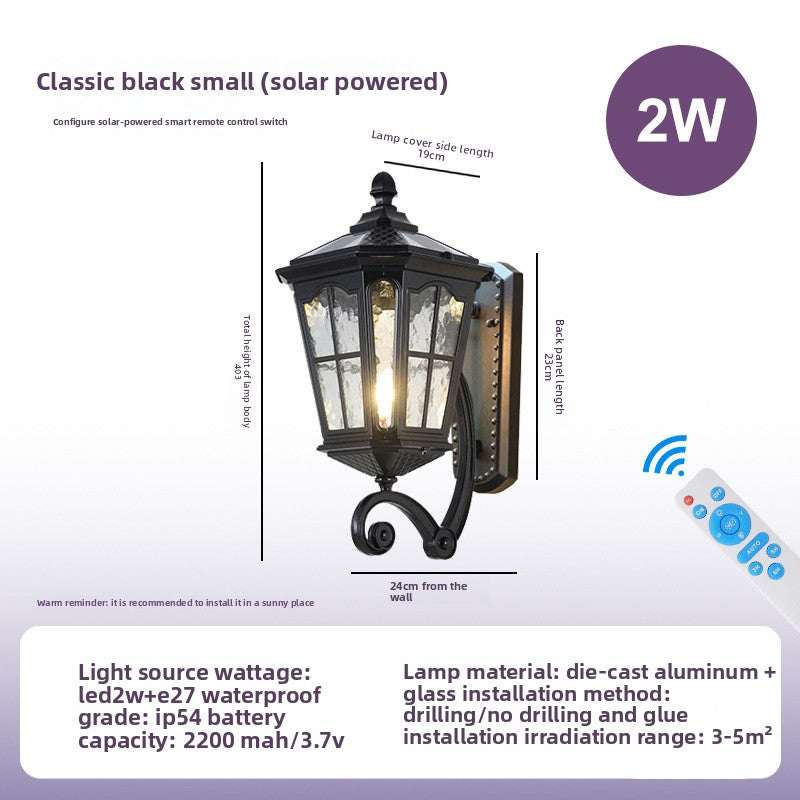 Solar Powered Outdoor Wall Light European Floral Design