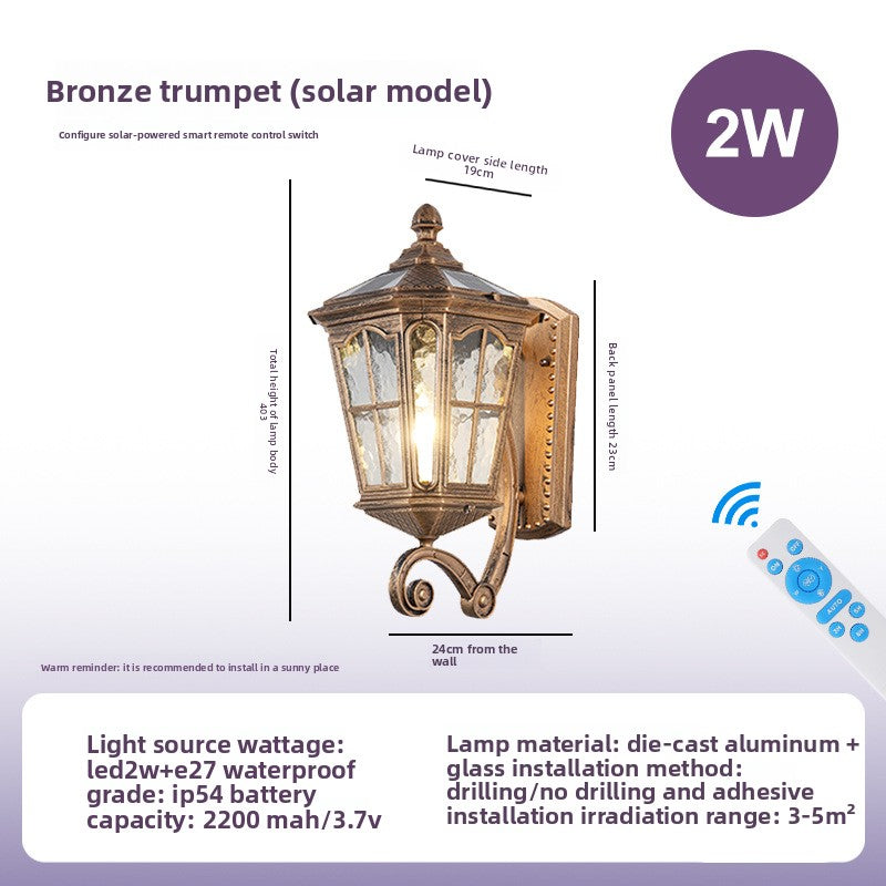 Solar Powered Outdoor Wall Light European Floral Design