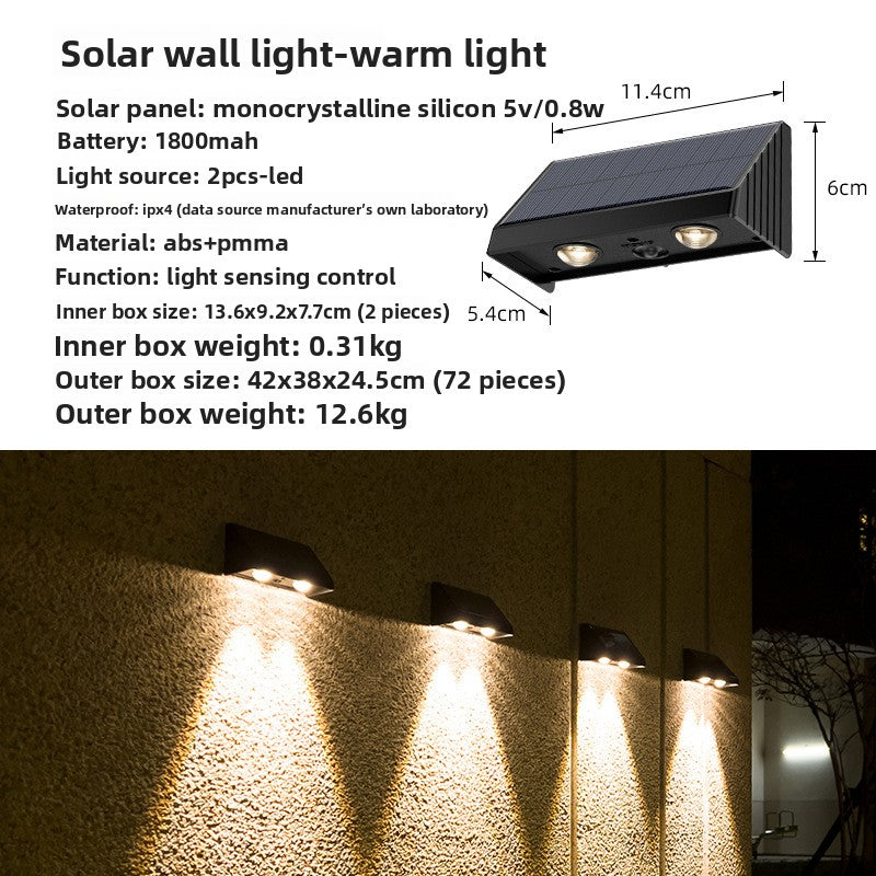 Solar Powered Outdoor Wall Light with Auto Dusk to Dawn Sensor