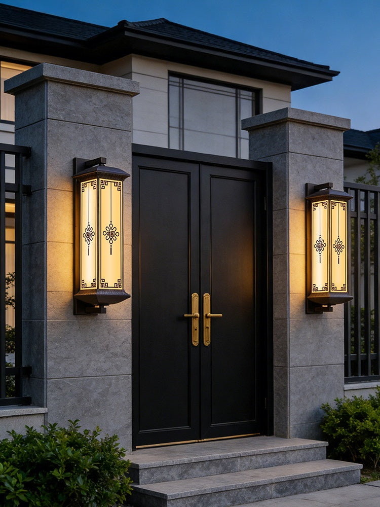 Solar Powered Outdoor Wall Light with Chinese Design
