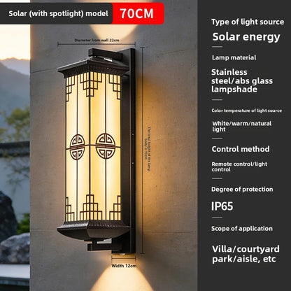 Solar Powered Outdoor Wall Light with Chinese Design