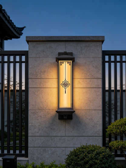 Solar Powered Outdoor Wall Light with Chinese Design