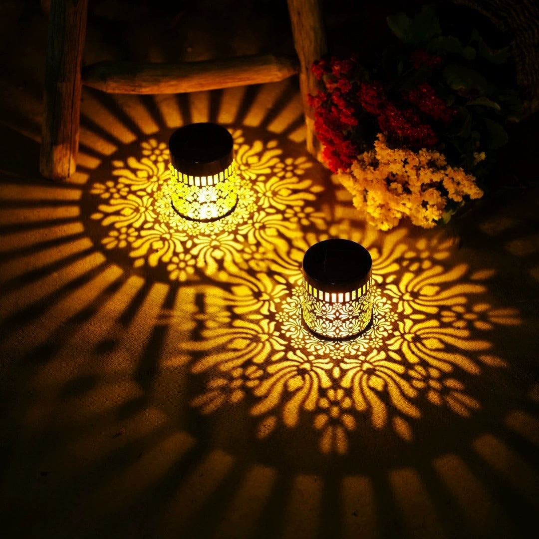 Solar Powered Outdoor Wall Light with Floral Pattern