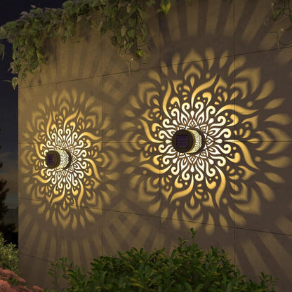 Solar Powered Outdoor Wall Light with Floral Pattern