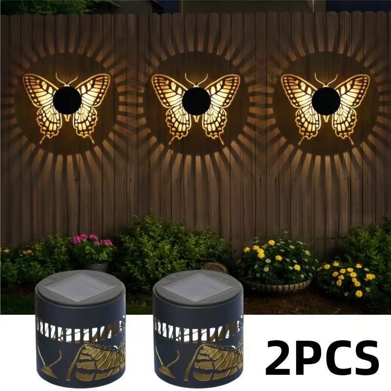 Solar Powered Outdoor Wall Light with Floral Pattern