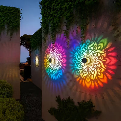 Solar Powered Outdoor Wall Light with Mandala Pattern