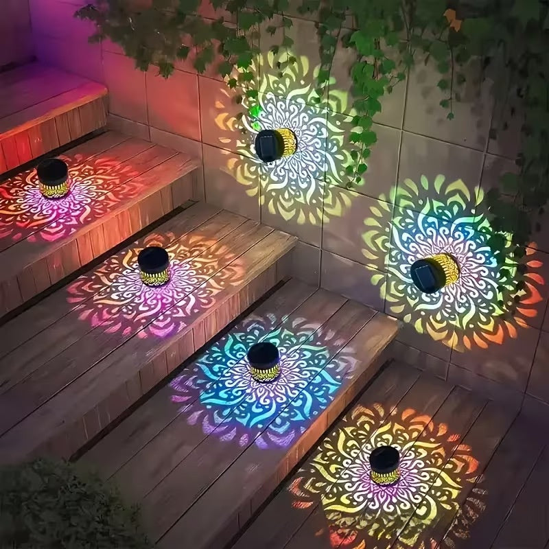 Solar Powered Outdoor Wall Light with Mandala Pattern
