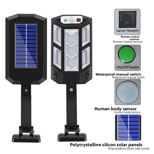 Solar Powered Outdoor Wall Light with Remote and Sensor