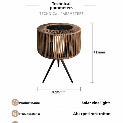 Solar Powered Outdoor Woven Rattan Floor Light