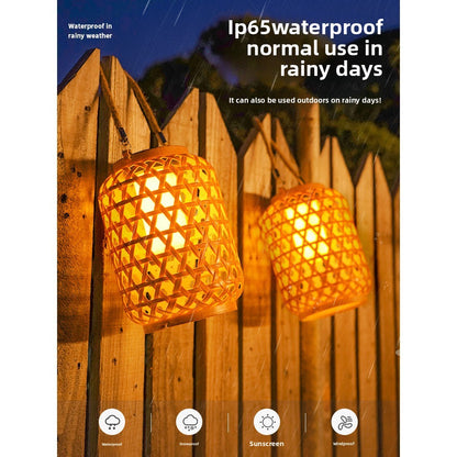 Solar Powered Rattan Lantern for Outdoor Decoration
