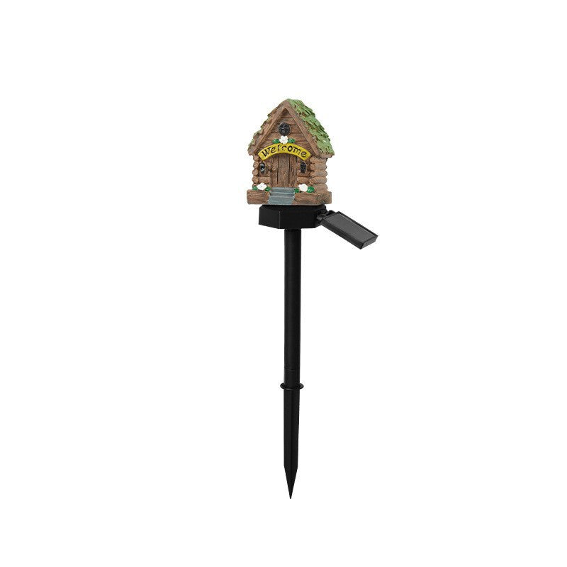 Solar Powered Resin House Garden Light with LED