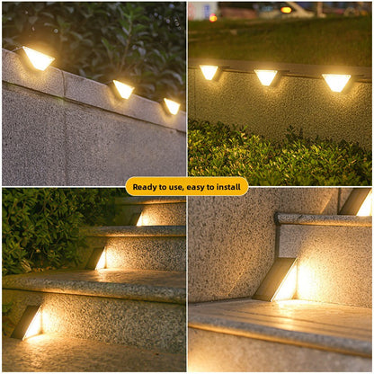Solar-powered stair tread lights