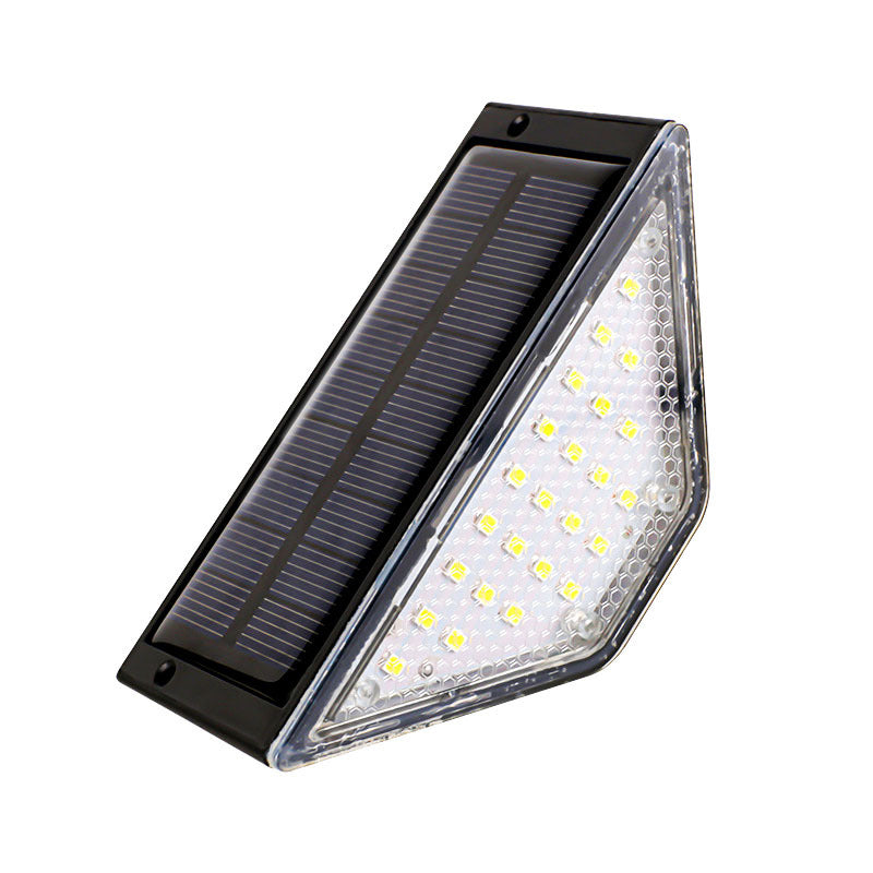 Solar-powered triangular step lamp
