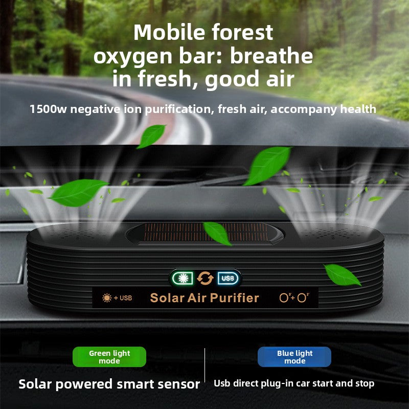 Solar-powered vehicle air purifier