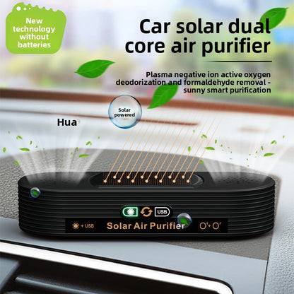 Solar-powered vehicle air purifier
