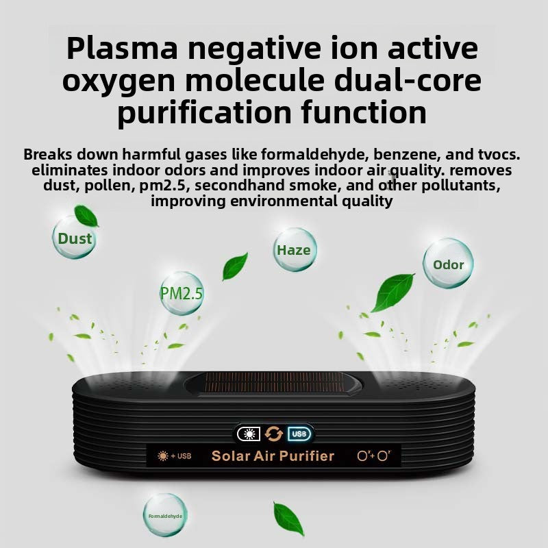 Solar-powered vehicle air purifier