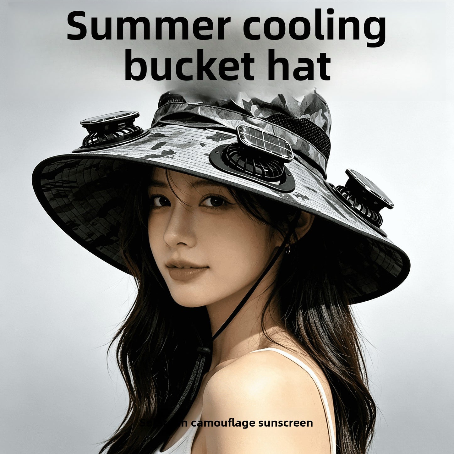 Solar Powered Ventilation Sun Hat with Wide Brim