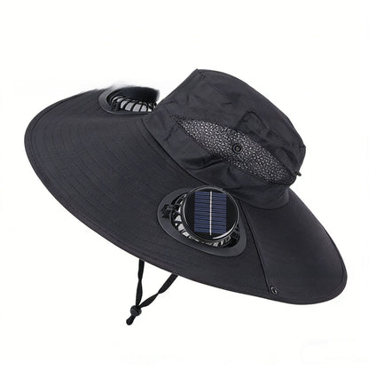 Solar Powered Ventilation Sun Hat with Wide Brim