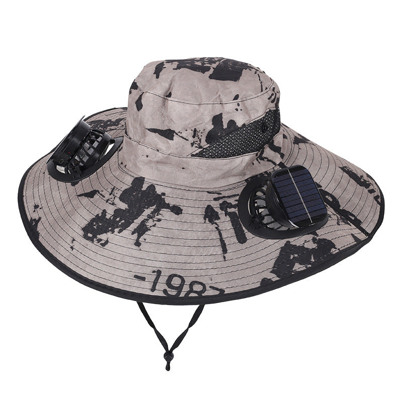 Solar Powered Ventilation Sun Hat with Wide Brim