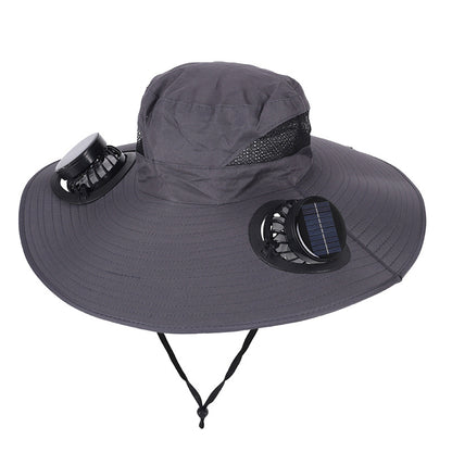 Solar Powered Ventilation Sun Hat with Wide Brim