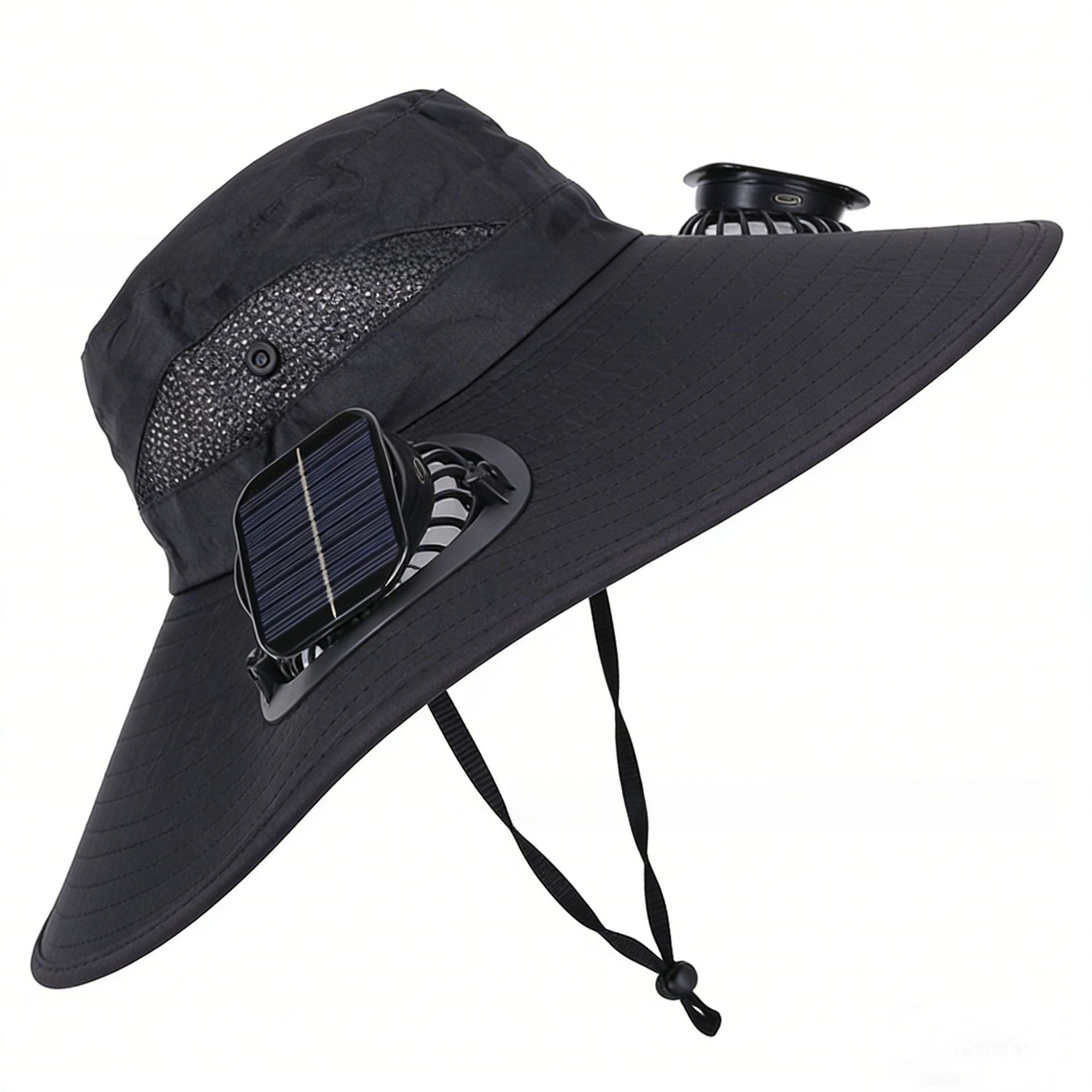 Solar Powered Ventilation Sun Hat with Wide Brim