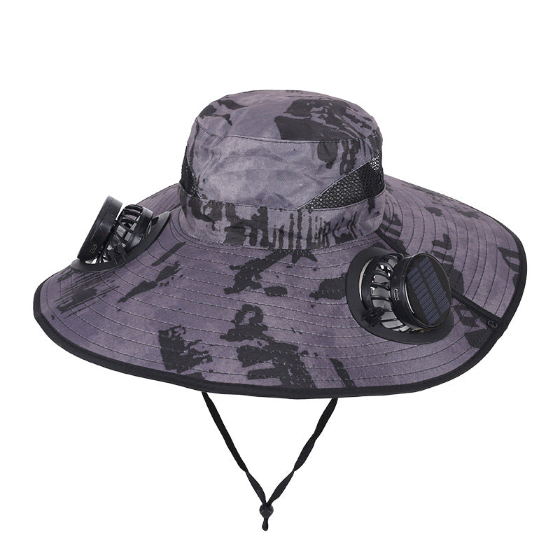 Solar Powered Ventilation Sun Hat with Wide Brim