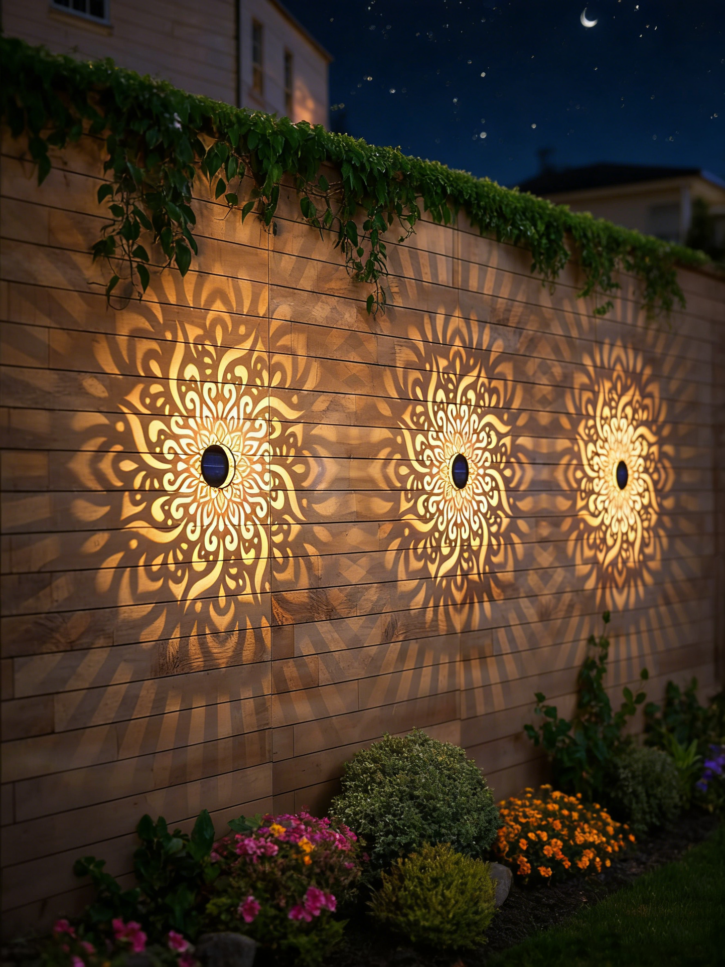 Solar-powered wall light